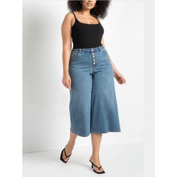 Eloquii Denim - Eloquii Crop Wide Leg Jeans